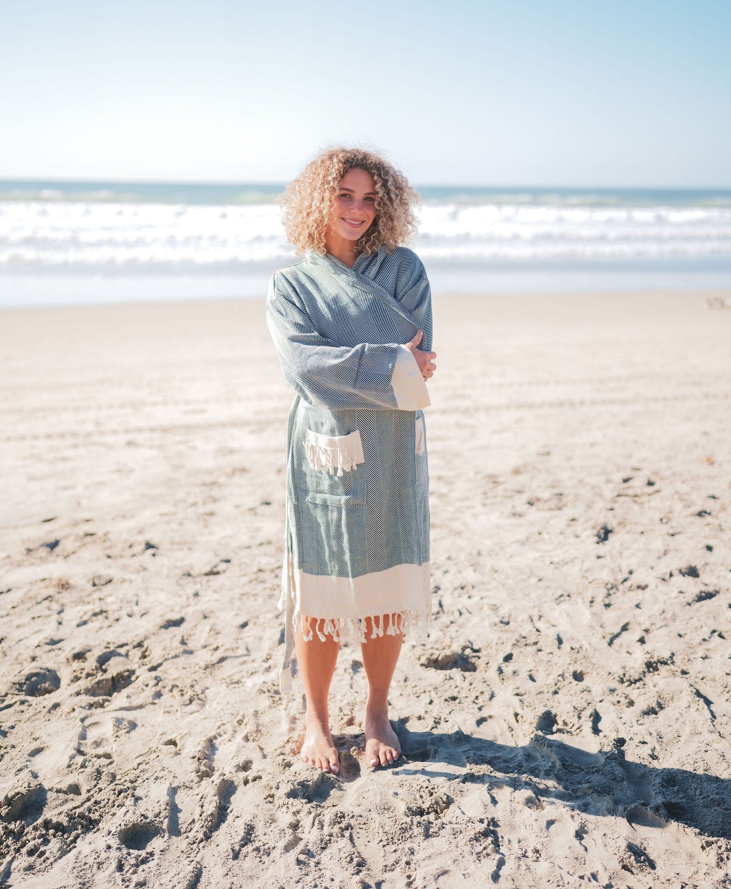 CHEVRON COTTON TURKISH BATHROBE-2
